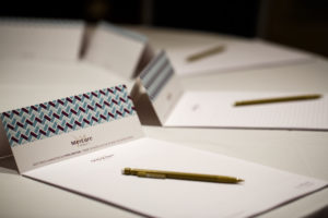 Mercure-branded notepaper set up ready for a meeting at a Mercure Hotel