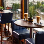 Coffees on a coffee table overlooking piccadilly gardens at mercure manchester piccadilly hotel
