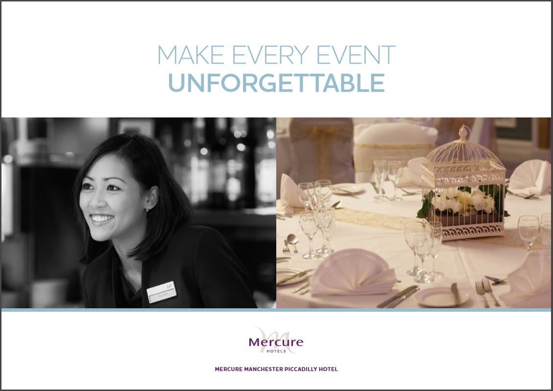 Cover of the Events brochure for mercure manchester piccadilly hotel