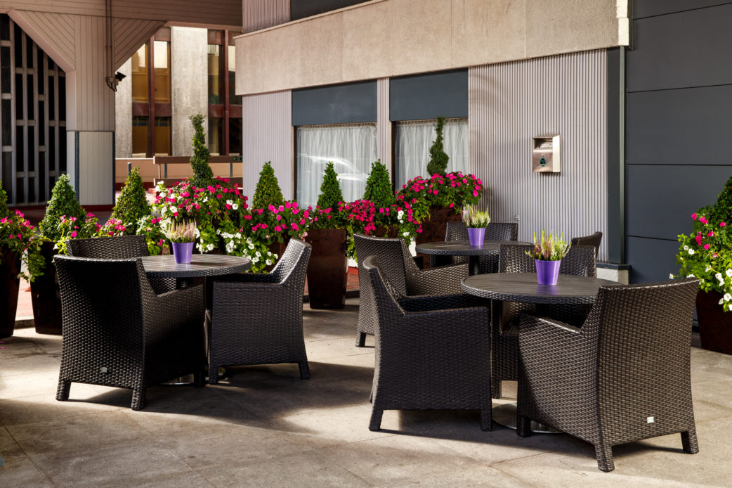 Seating area on the sun terrace at mercure manchester piccadilly hotel