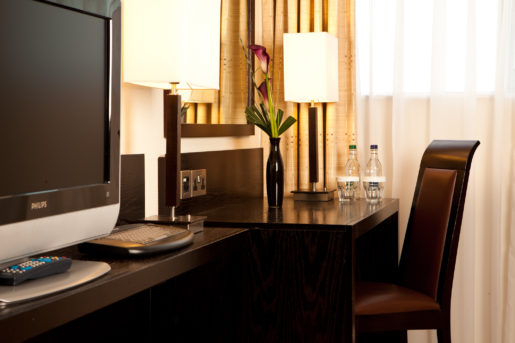 Desk and chair in a privilege room at mercure manchester piccadilly hotel