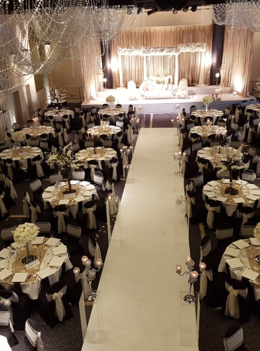 The international suite at mercure manchester piccadilly hotel set for an asian wedding in white