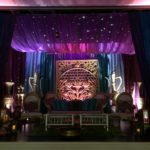 The stage at The international suite at mercure manchester piccadilly hotel set for an asian wedding
