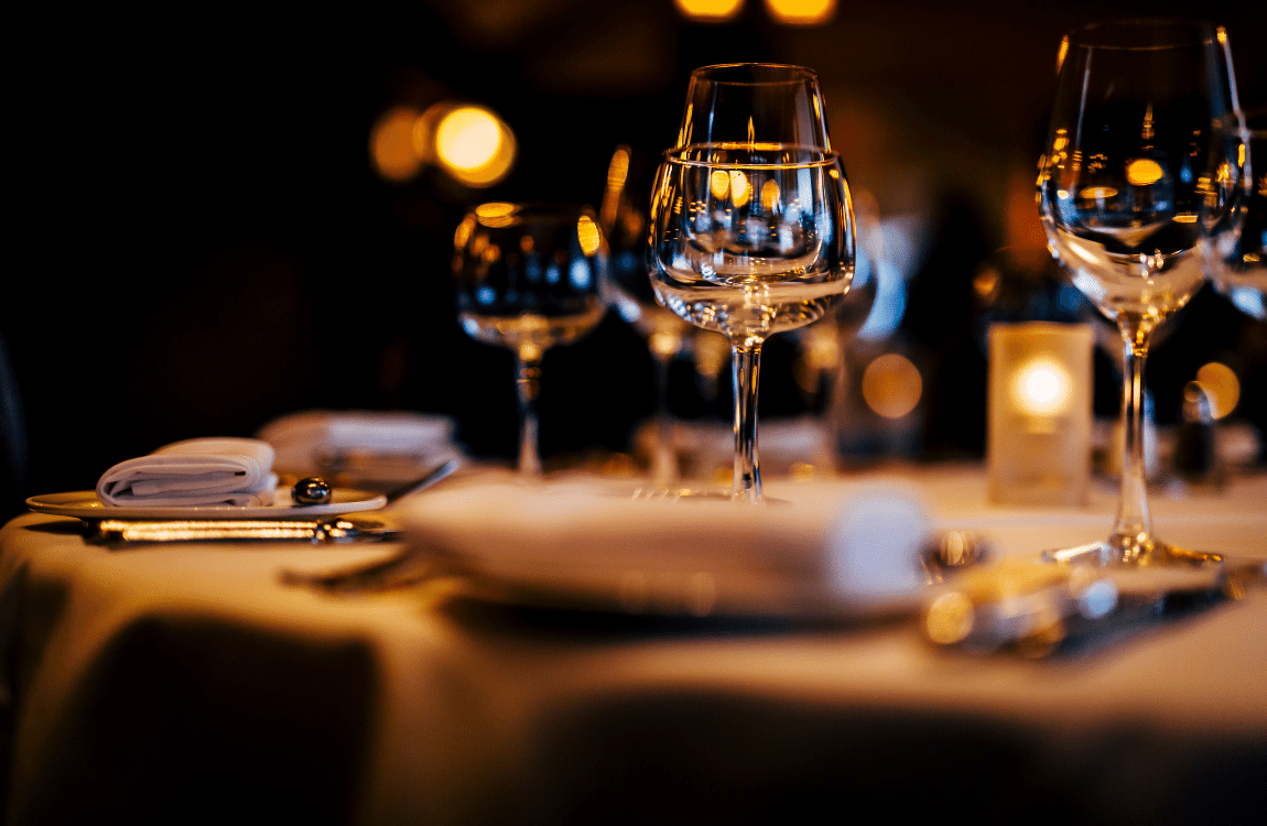 table with wine glasses