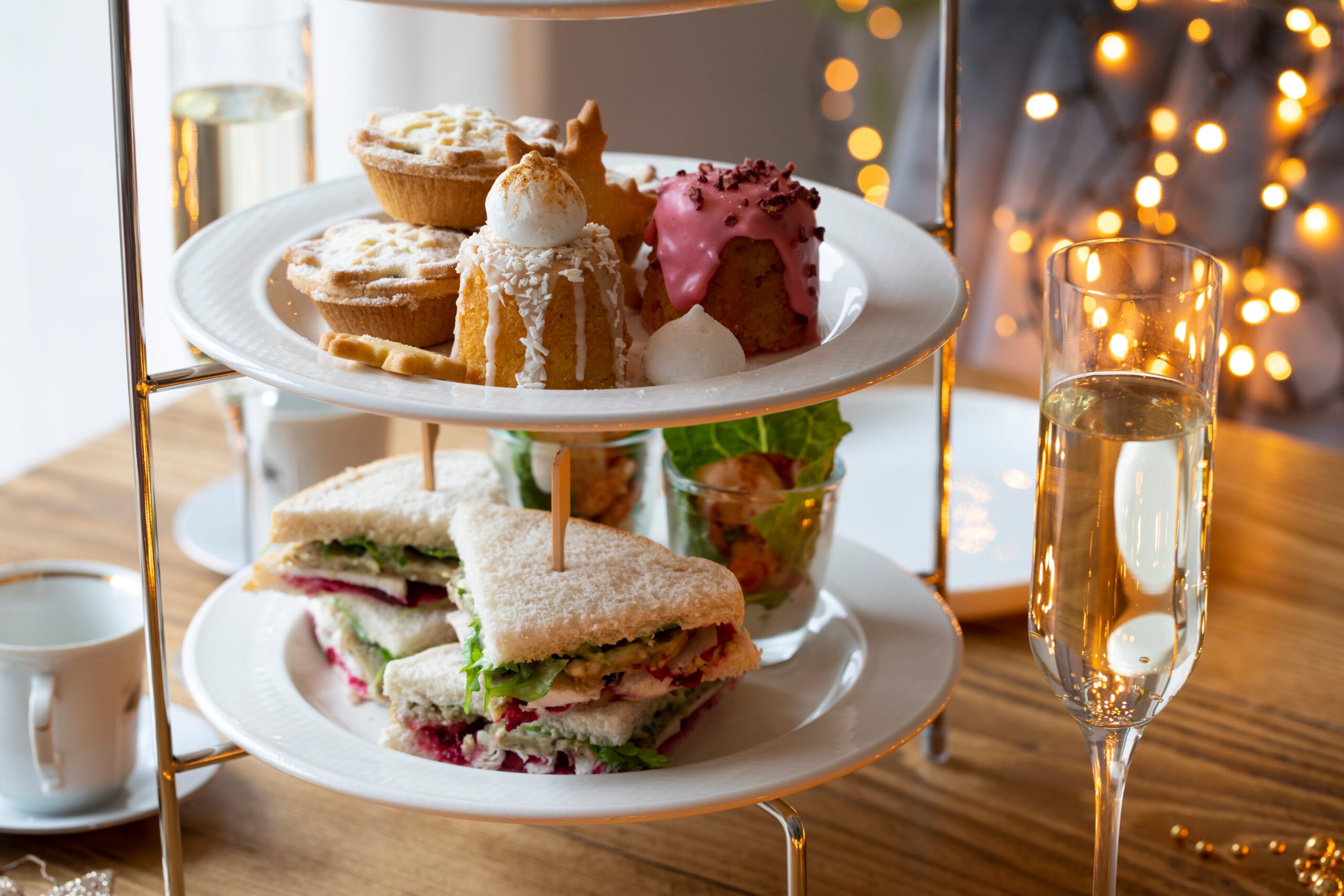 Christmas,Afternoon,Tea,With,Mince,Pies,,Cakes,,Turkey,Sandwiches,And Afternoon Tea at Mercure Manchester Piccadilly Hotel